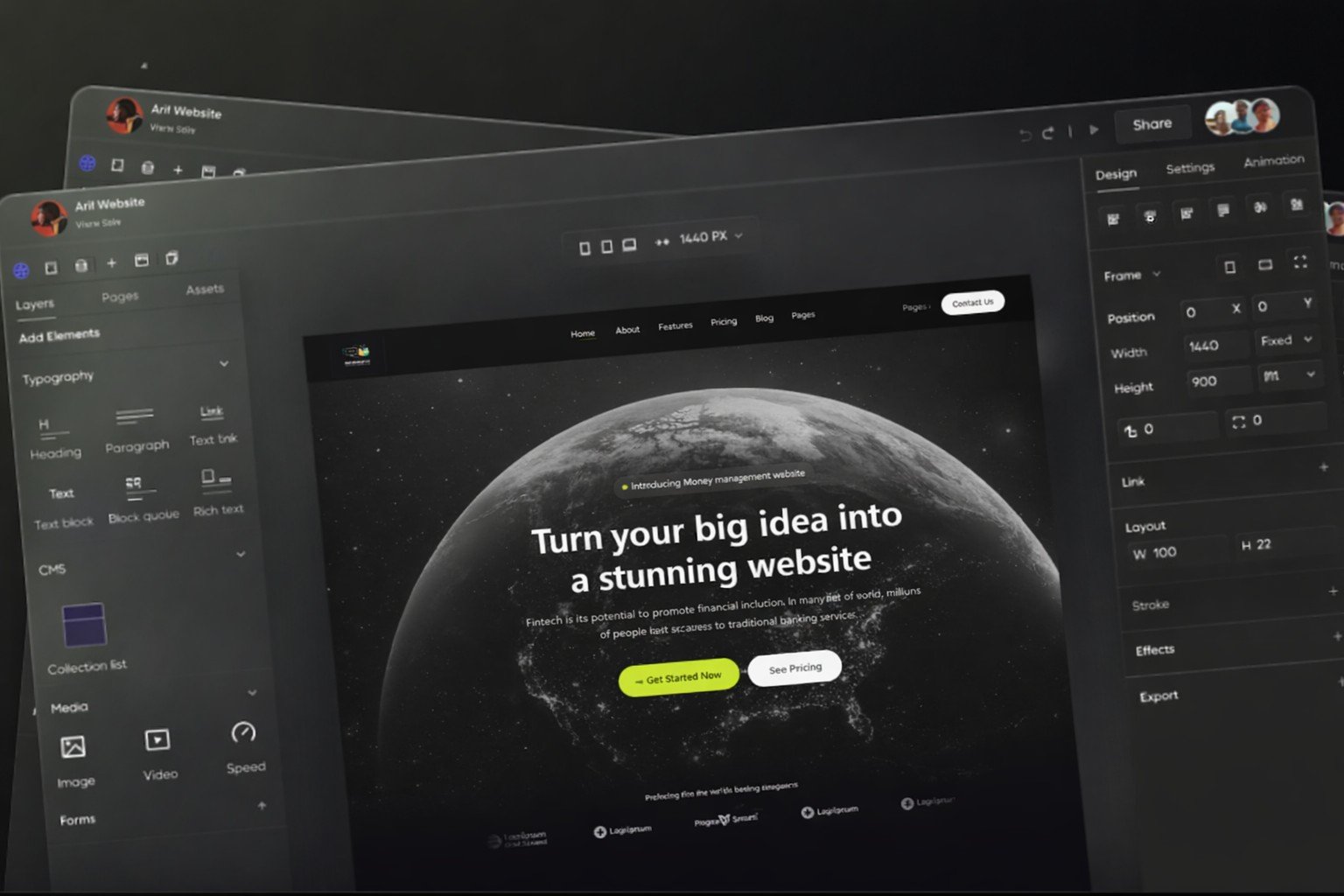 Website interface preview